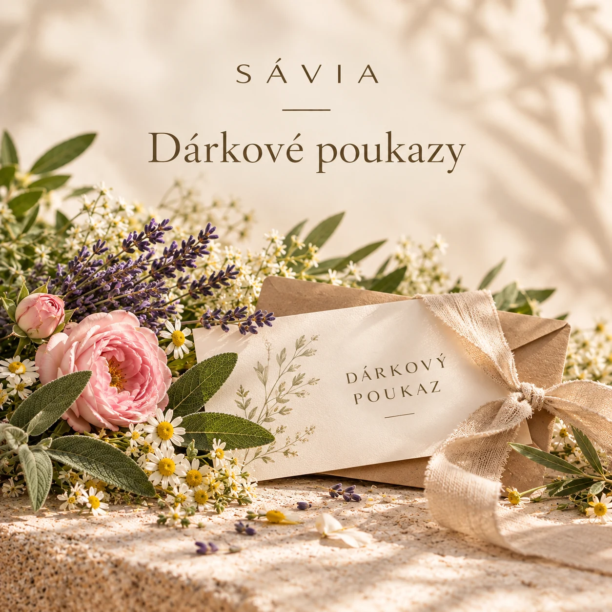 Dárkový poukaz SÁVIA s květinami a levandulí